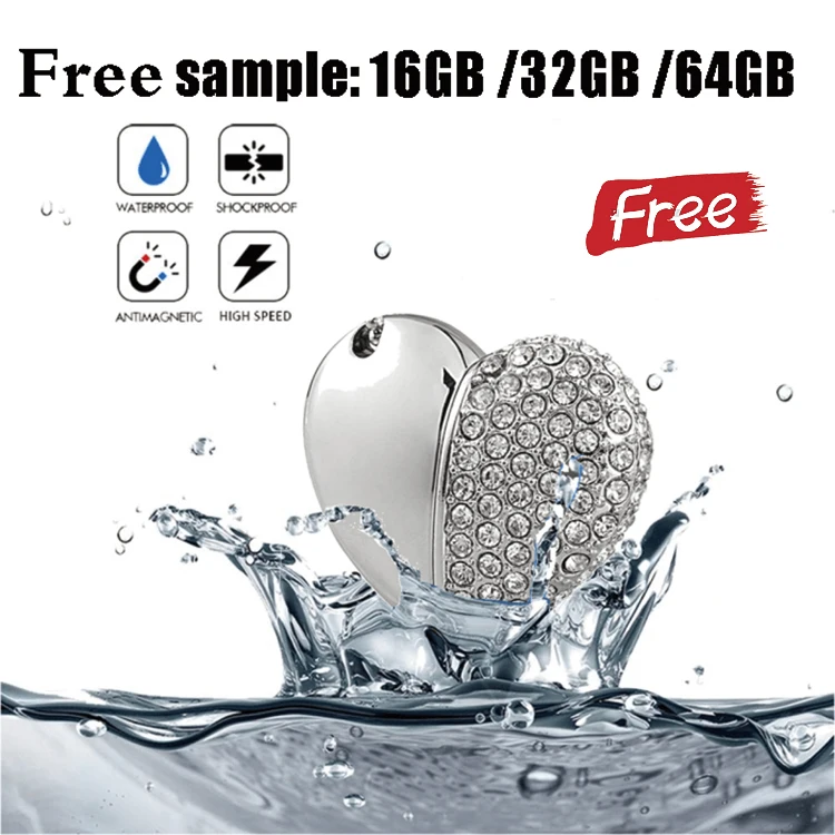 free sample usb memory flash drive  jewelry gift 1GB 2GB 4GB 8GB 16GB 32GB  usb flash  32GB crystal usb