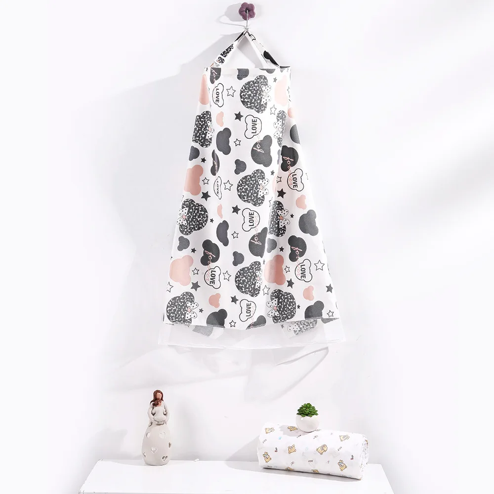 100% Cotton Breastfeeding Cover Nursing Apron Breathable Privacy Muslin Nursing Covers With Adjustable Neck Strap