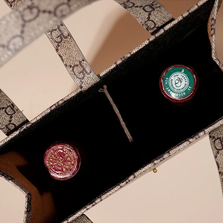 Hot Selling Sublimation Portable Red Wine Leather Bag Double Bottle Wine Gift Bags For Wine Bottles