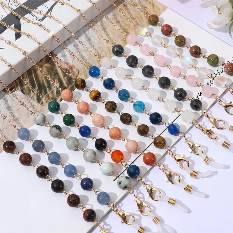 New Arrivals Fashion Classic Sunglasses Hanging Chain, Stone Agate Glasses Chain In Stock