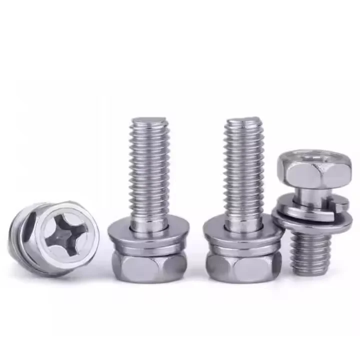 M5 M6 M8 Carbon Steel Class Grade 4.8 8.8 10.9 12.9 Chrome Nickel Plated Cross Recessed Hex Head Screw Assembled With Washer