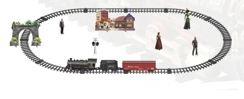 Classic Railway Freight Train Water Steam Locomotive Set with Smoke Simulation Model Electric Train Set With Light & Sound