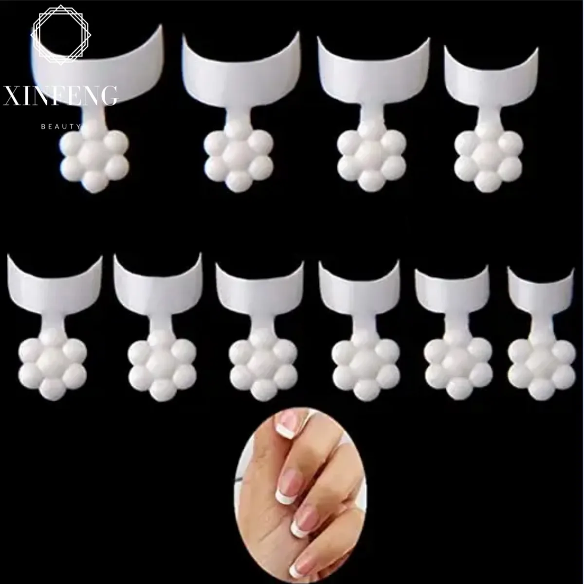 500Pcs Artificial nail tip Korean Clear False  Plum blossom white french  nails