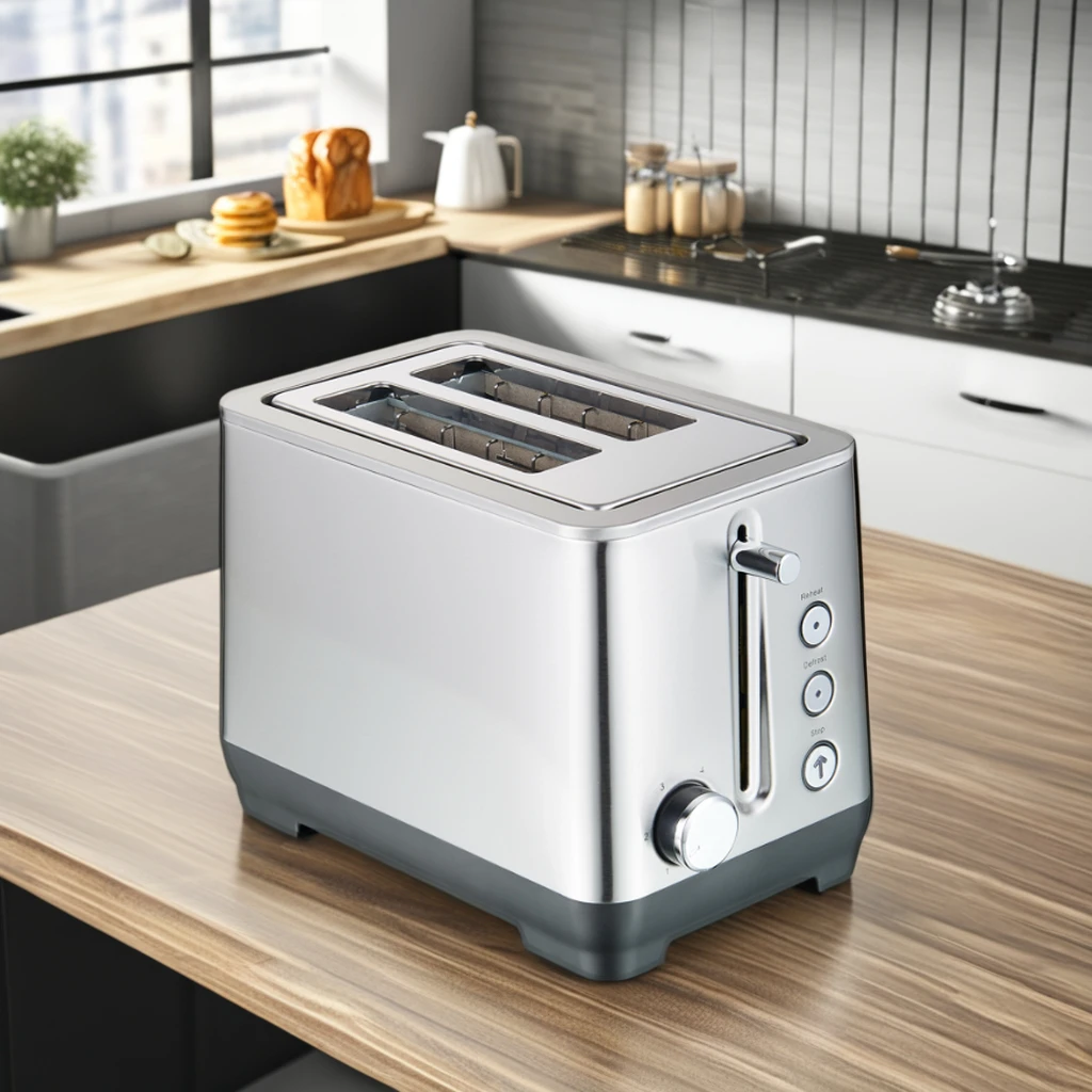 KRON 2-Slice Stainless Steel Bread Toaster with Removable Crumb Tray Automatic Function for Home Use Sandwiches New Arrival