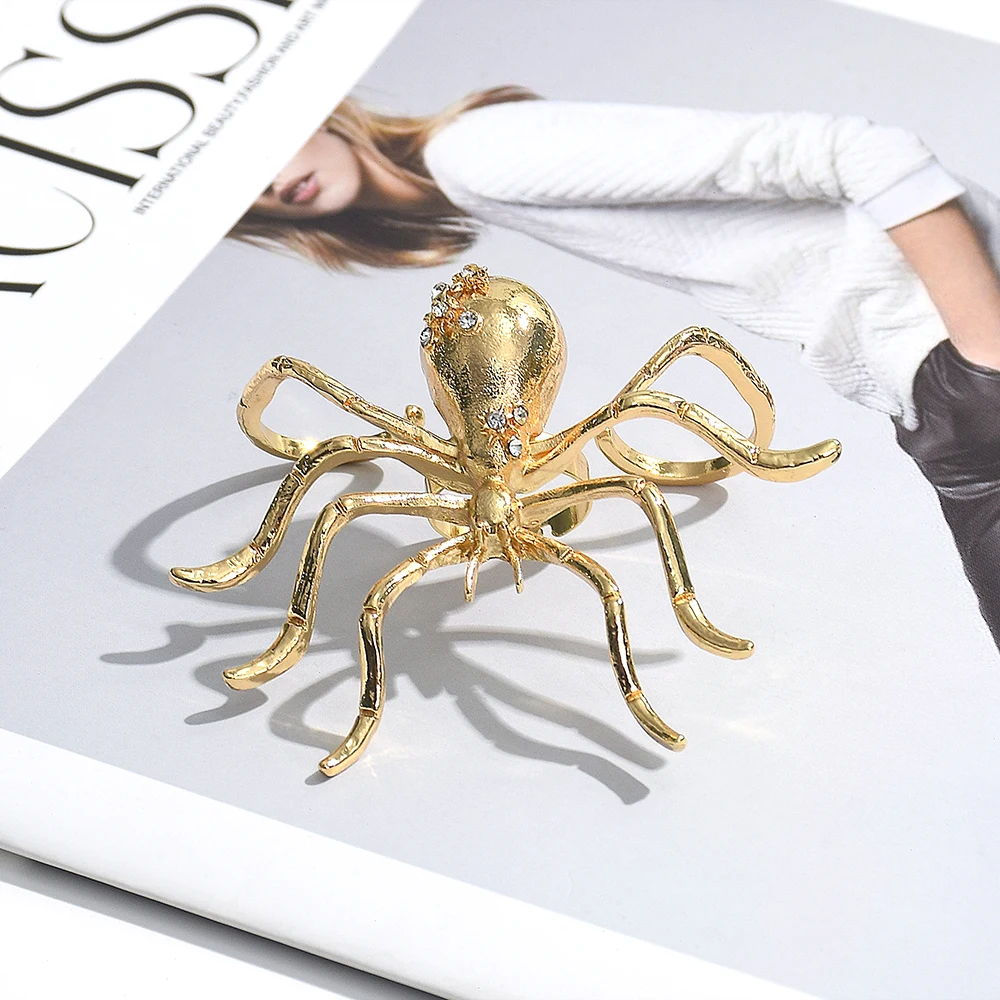 Exaggerated Gold Opening Rings Women Statement Metal Spider Animals Big Trendy Fashion Party Jewelry Engagement Alloy Material