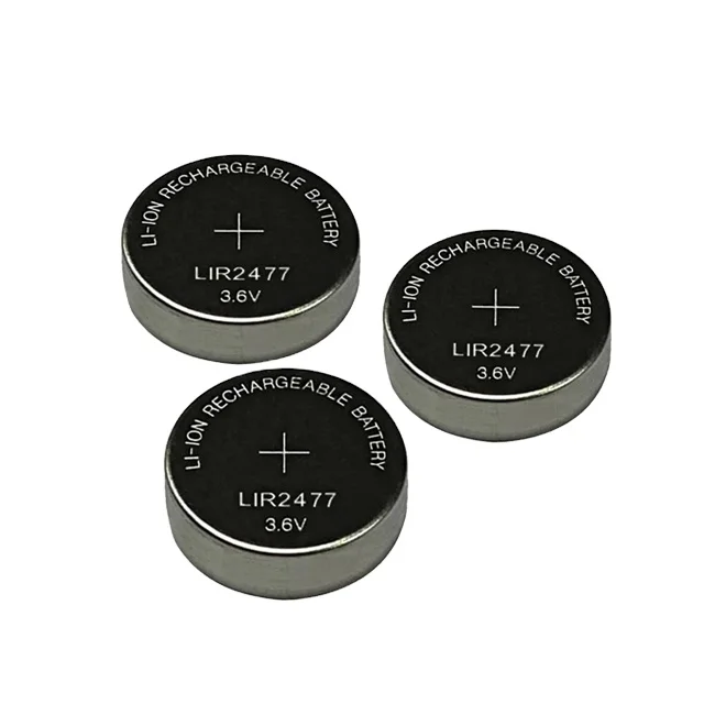high quality 150mah 3.7V lithium Ion liion button battery LIR2477 for solder tabs