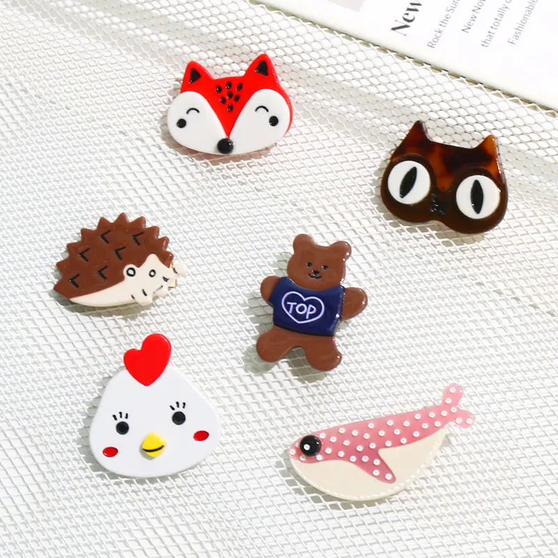 JYY eco friendly acetate baby girl hair clips accessories toddler kids hairclips assorted cartoon animal hair clips for children