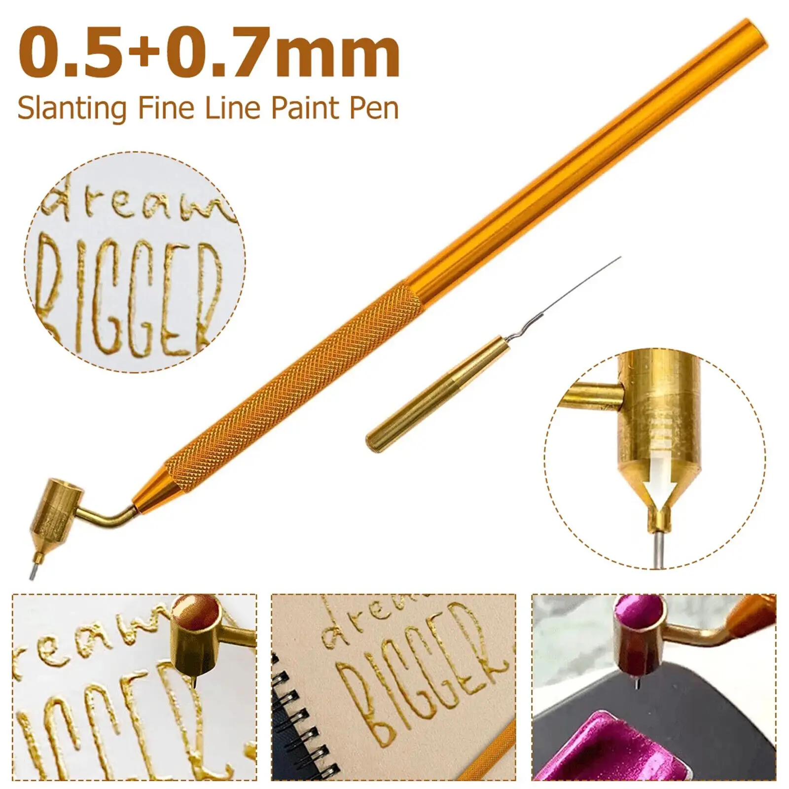 Set of 2 Gold Label Detailing Fine Line Fluid Writer 0.5mm/0.7mm -Paint Applicator Pen