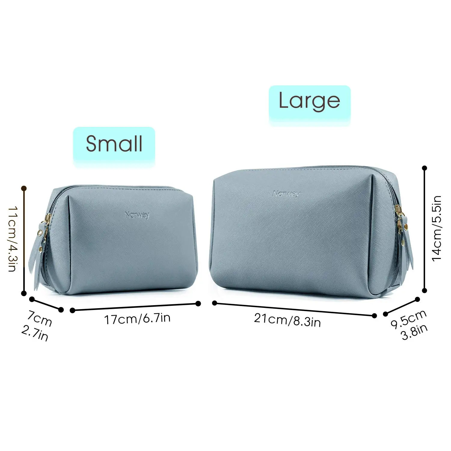 Custom Logo Embossing Vegan Leather Makeup Bag Travel Cosmetic Organizer Zipper Pouch for Women and Girls