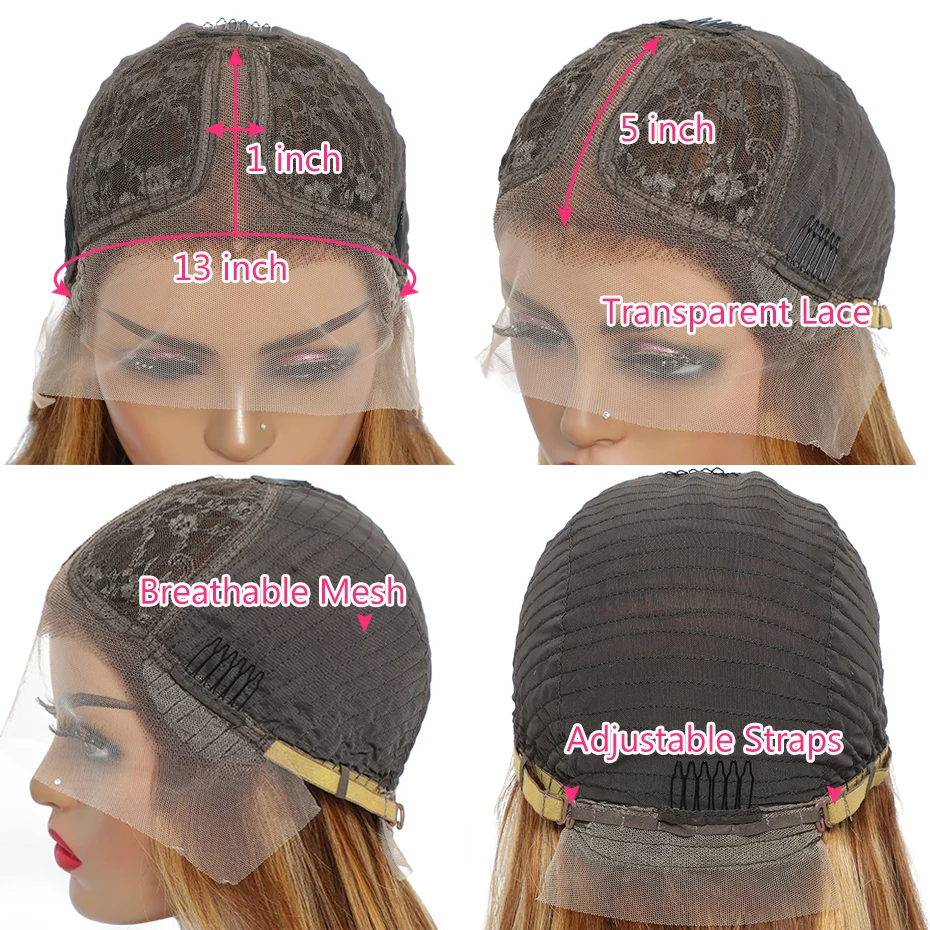 13x4 Short Bob Human Hair Wig, Prepluck Natural Virgin 5x5 Hd Lace Human Hair Wigs ,Honey Blonde Straight Transparent Lace Wigs