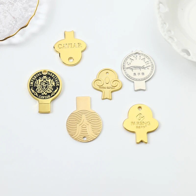 wholesale customized Caviar Logo Keys Opener Zinc Alloy Designed Brand Fish Logo for Tin Openers