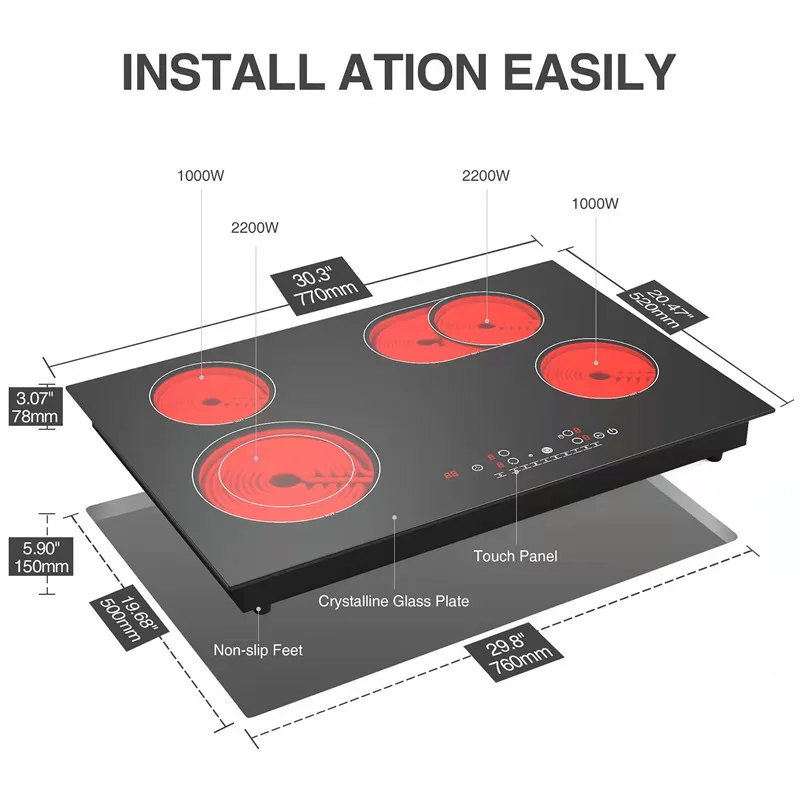 Powerful Cooling Fans Flexible Cooking Zoom Class a Crystal Panel Fast Heating Boiling Induction Stove Electric Infrared Stove
