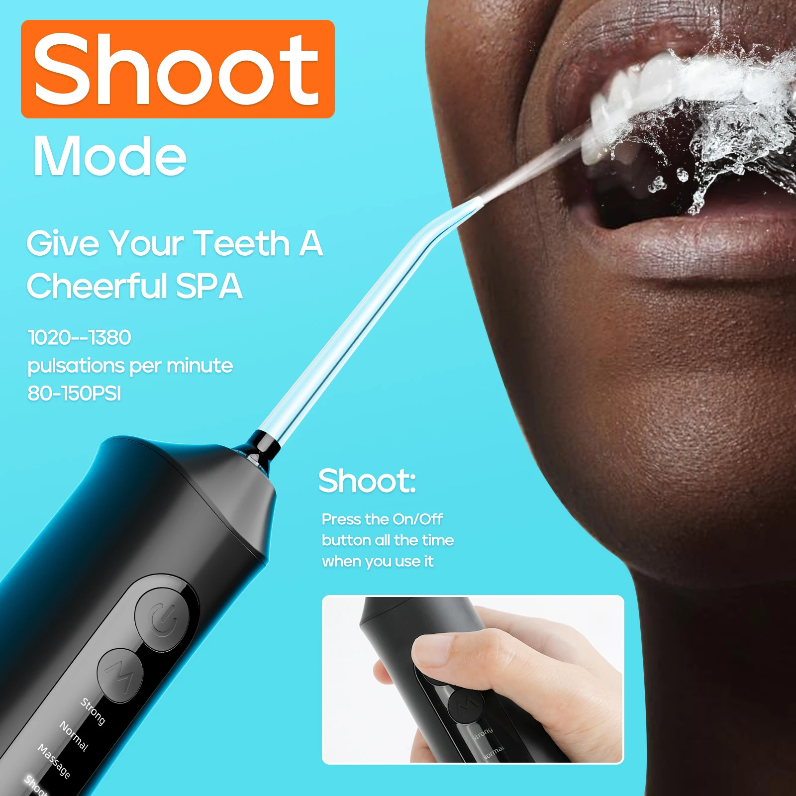 SEAGO Water Dental Flosser Cordless for Teeth, Oral  Dental Irrigator Water Flosser , DIY Mode Memory Function with 5 Modes