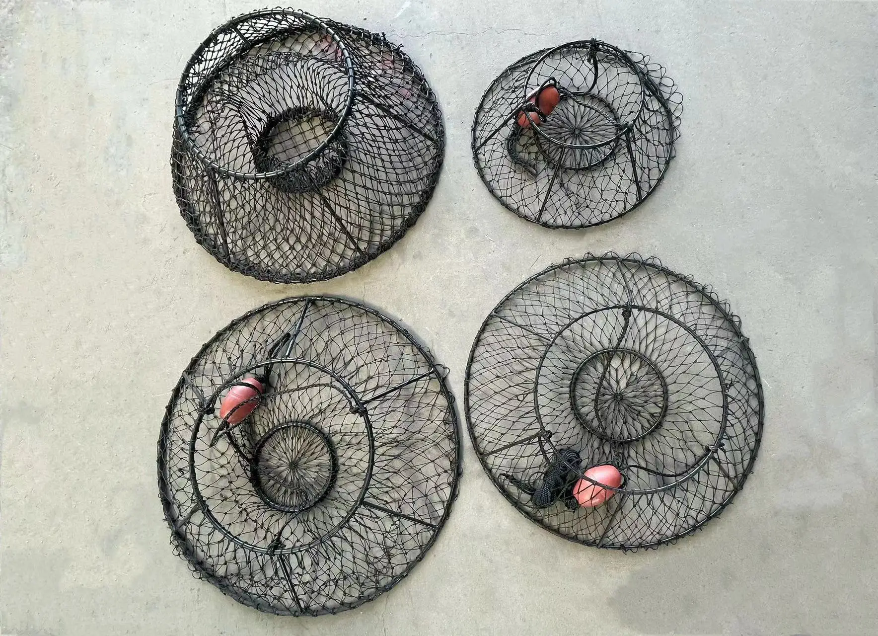 The US market round shape hoop net  plastic coated PE fishing net crab drop net UFO shape crab trap