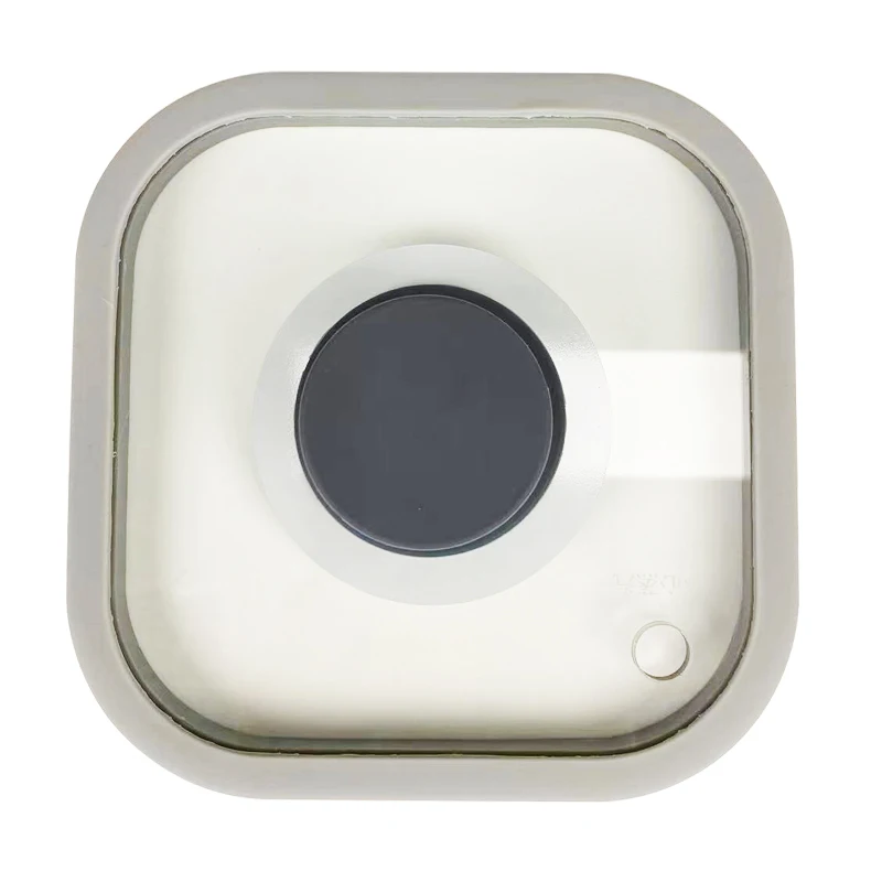 Square Pot Lid Spill Stopper 18cm Grey Tempered Glass Silicone Cover Square Fry Pan Lid
