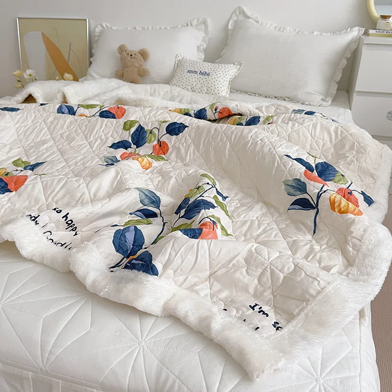 New Fabrics Throw Blanket Mink Warm Sherpa Fleece Blanket Hot Sale Custom Cotton for Kids Home Textiles Woven Printed OEM/ODM