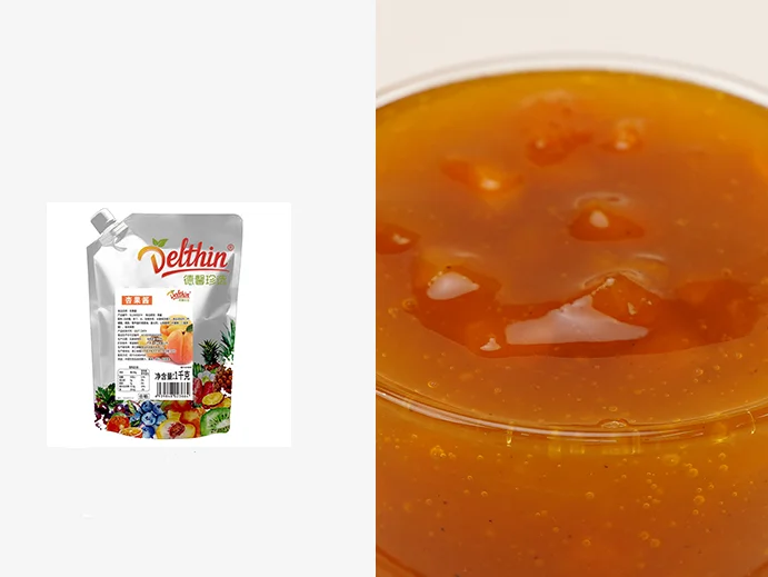 Delthin Wholesale 12 Flavors Apricot Jam Puree Jam 1kg Fruit Pulp Puree Baked Milk Tea Shop Bread Jam