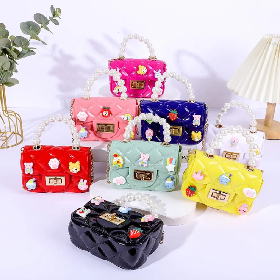 2023 Women S Mini Jelly Wallet Candy Colored Transparent Small Crossbody Bag Cute Princess Children Harness Bead Handle Handbag