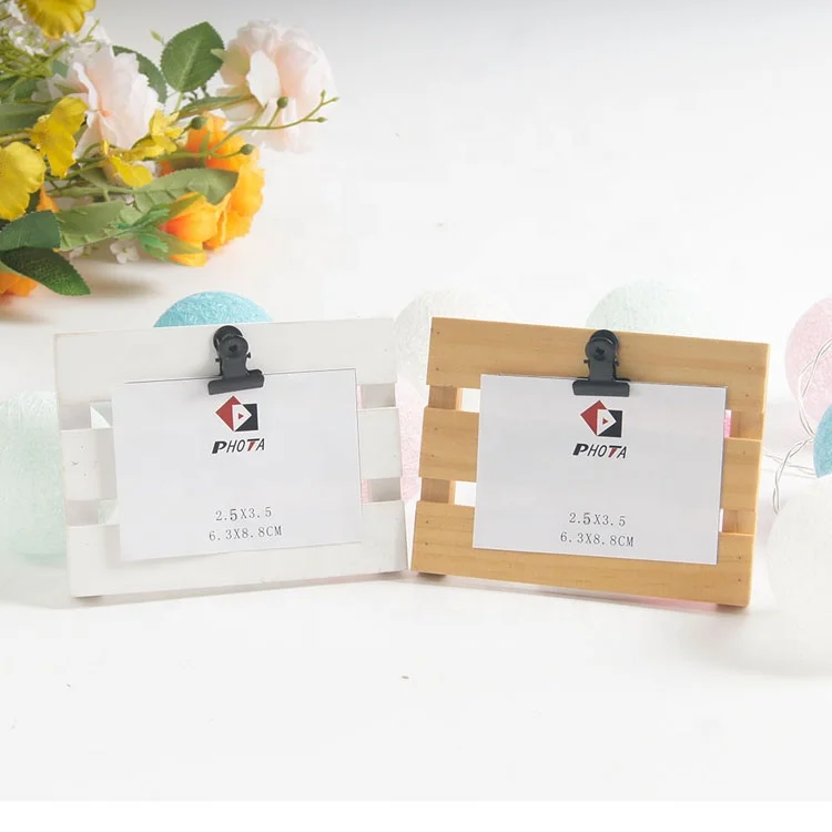 Rustic Wood Picture Frames with Clips Walnut Slatted Mini Clip Frame