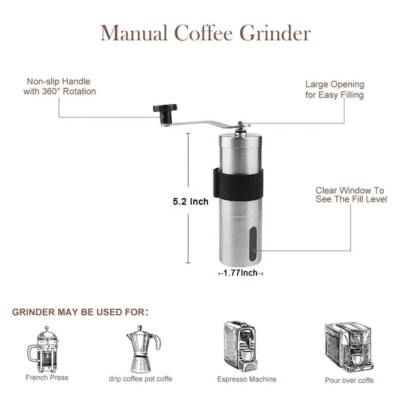 Travel small mini expresso hand manual coffee grinder mill oem logo gift