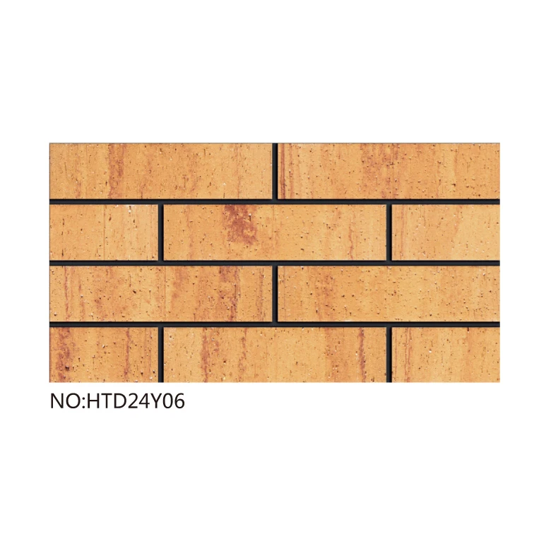 Exterior wall facade brick slip veneer 240x60mm custom sizes wire cutting yellow  kiln fireproof terracotta brick cladding