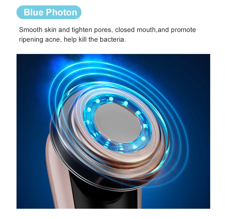 Home Beauty Device 5 In 1 Led Red Blue Light Therapy Microcurrent Face Vibration Electric Massage Face Lifting Facial Massager