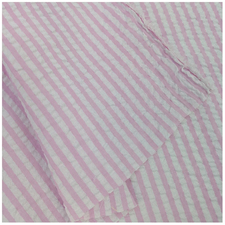 Stock Bubble Stripe Shirt Fabric fashion 100 polyester yarn dyed Student uniform Striped shirt fabric For students