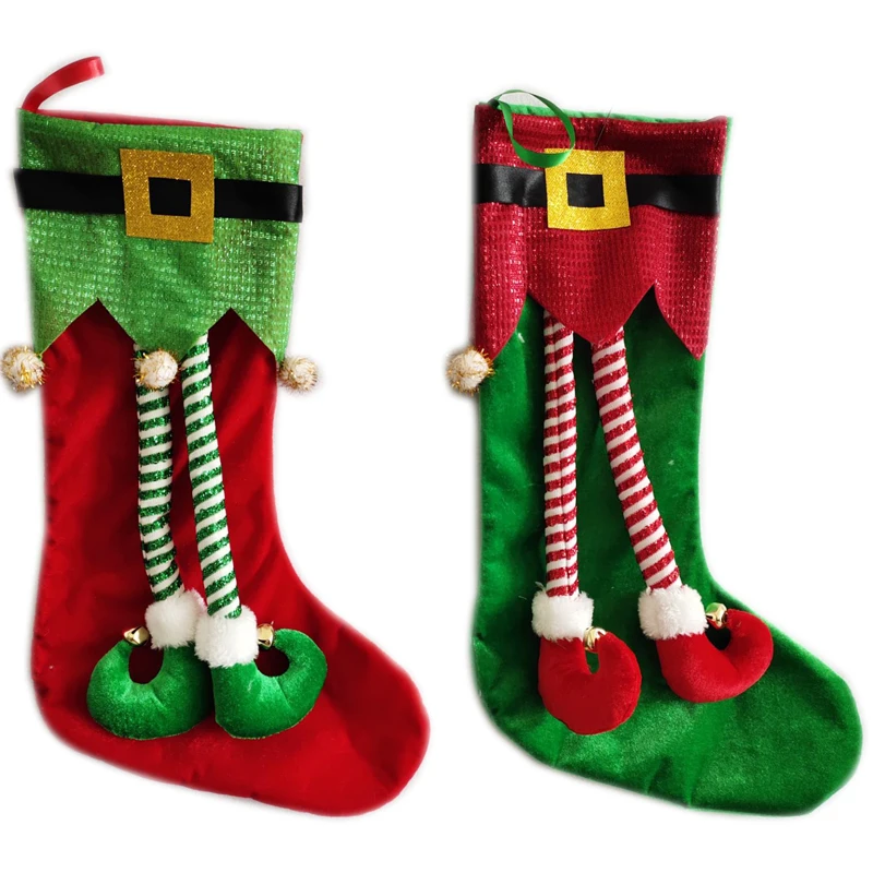 party home ornament gift supply Elf stocking christmas elf stocking items christmas tree decoration