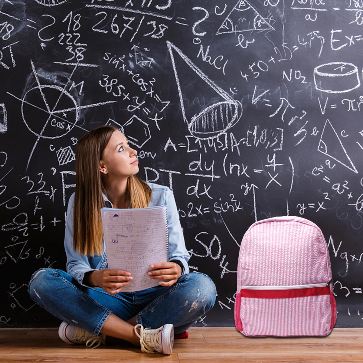 Wholesale Free Shipping Back to School Seersucker Full Size Backpacks Monogrammed Schoolbag Kids Bag DOM103031