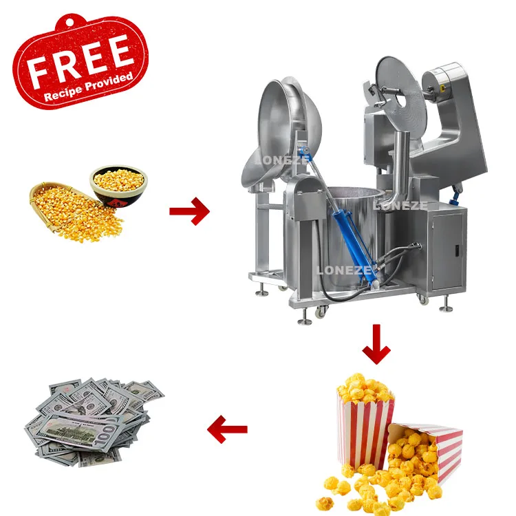 Automatic Industrial Caramel Coating Commercial Seaweed Creamy Flavor Butterfly Popcorn Fruit-flavored Popcorn Machine