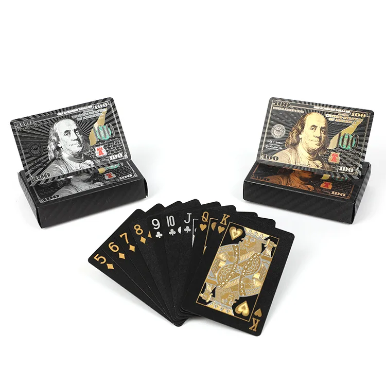 New Quality Plastic PVC Poker Smooth Waterproof Black Playing Cards Gold plated Creative Gift Durable Poker Board Games