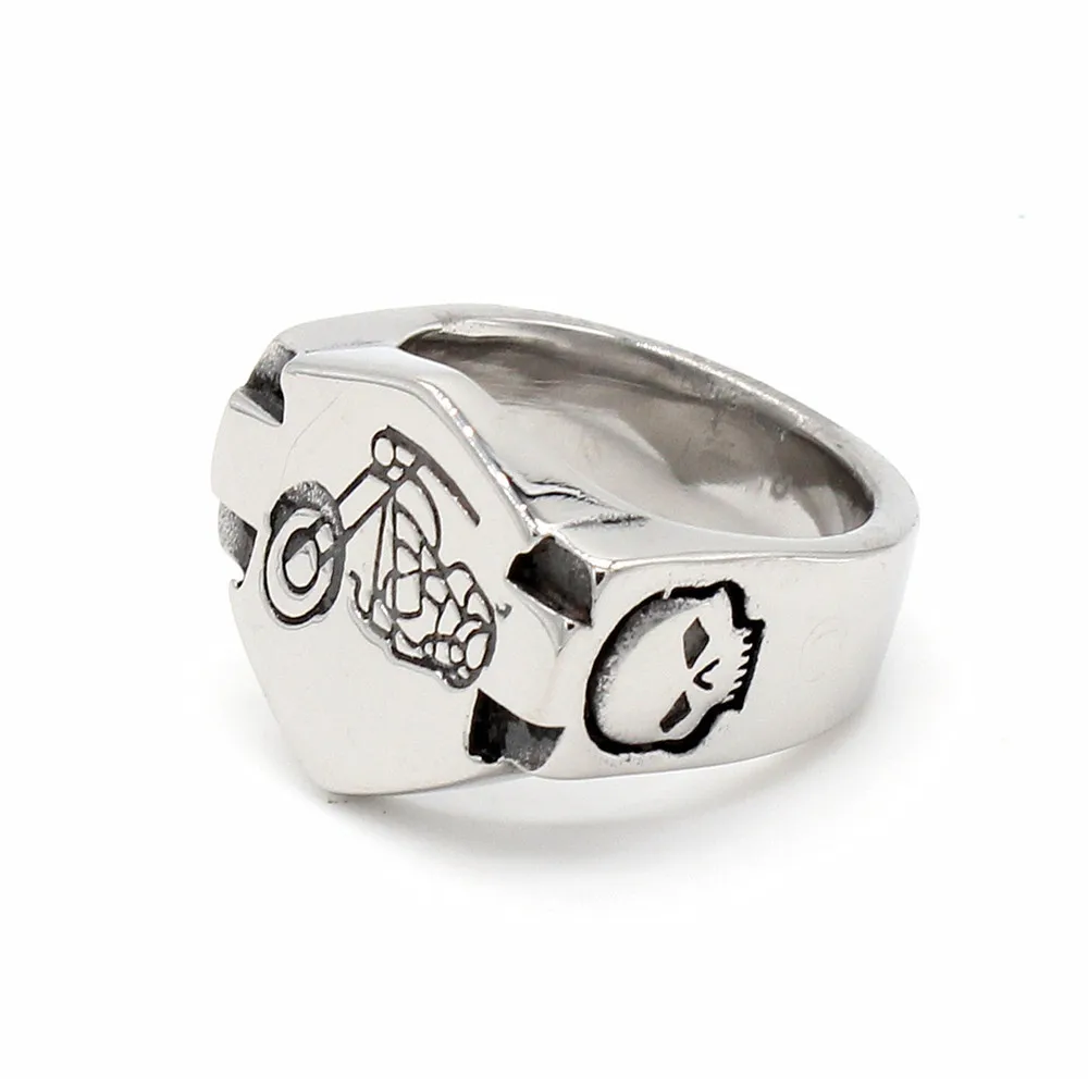 Punk Vintage Square Chunky Custom Fashion Snake Butterfly Finger Heart Stainless Steel Jewelry Women Men Silver Ring