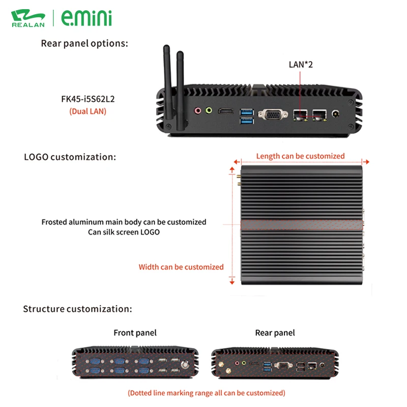 Realan OEM mini linux i5 tactical computer for cloud IOT device with customized hardware expansion