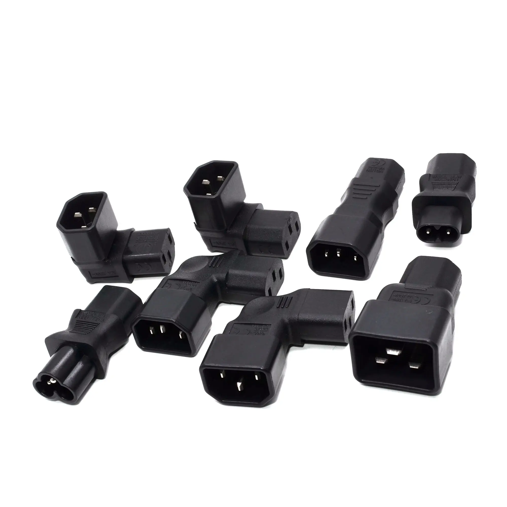 IEC320 C7 to C8 Right Angle AC Adapter, IEC 320 C7-C8 90 Degree Vertical Left Right Angle Power Adapter, Figure 8 Male to Female