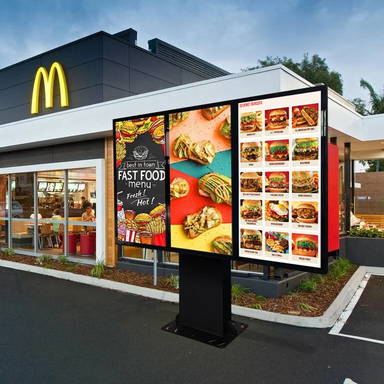 32inch High Brightness Restaurant Mcdonald Fast Food Drive-thru Digital Menu Board Signage