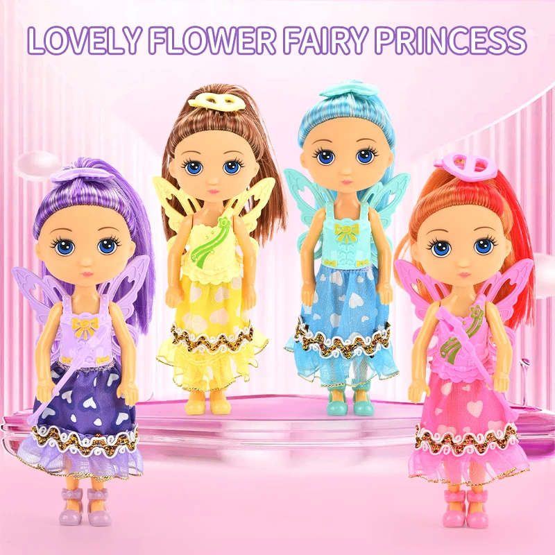 Pretty girl mini fashion model dolls toy 5 inch include butterfly wings girls gift lovely doll for girl