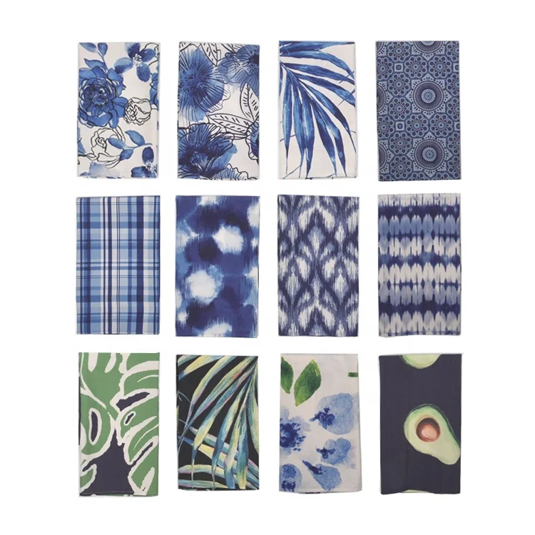 Factory wholesale 4 pieces of fabric kitchen high quality printing French Linen spinning polyester napkin