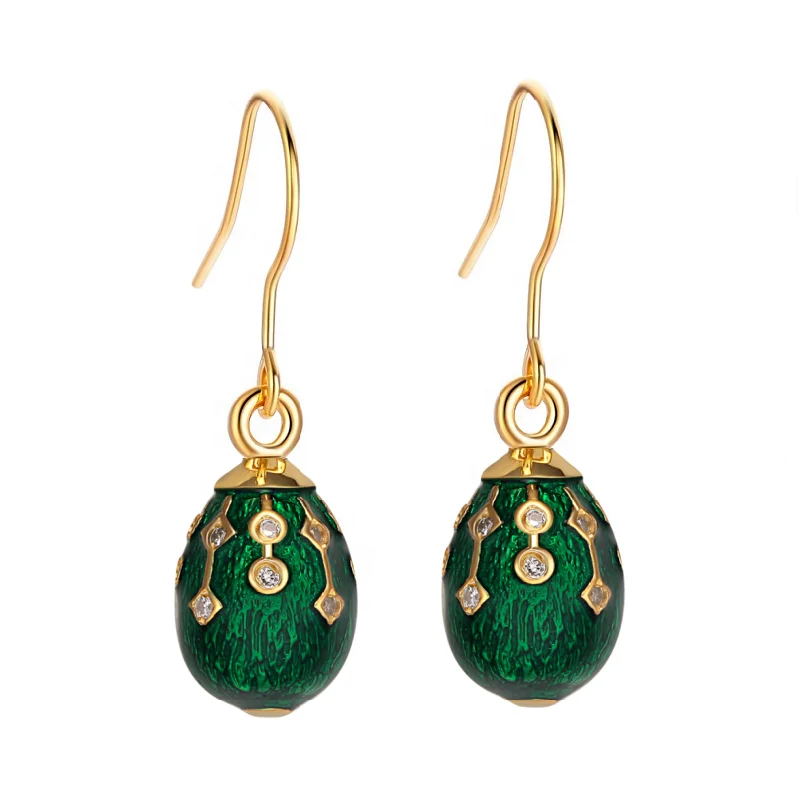 Easter Egg Charm Earrings Enamel   Russian style Egg  Earrings  faberge egg earring  with 925 sterling silver hooks