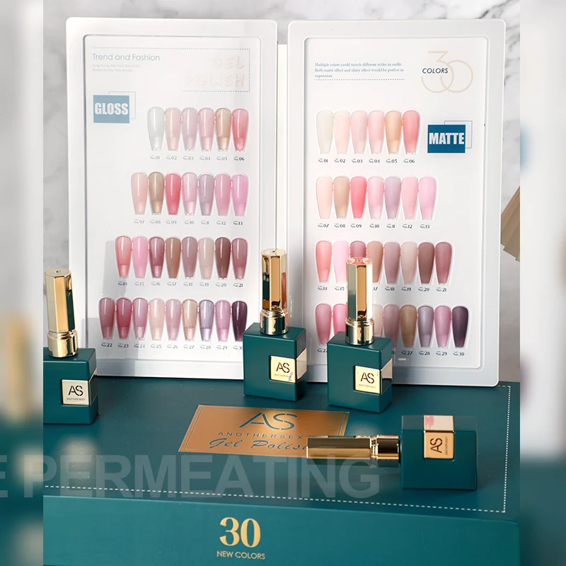 AS Nail Supplies Custom Logo brand 30 Color Jelly Collection Nail Gel Polish Set Box Private Label Free Design Nail Polish
