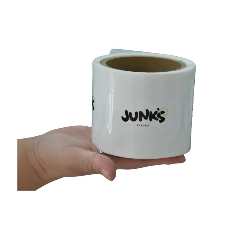 Private design product labels maker self adhesive vinyl round waterproof sticker roll custom logo label stickers