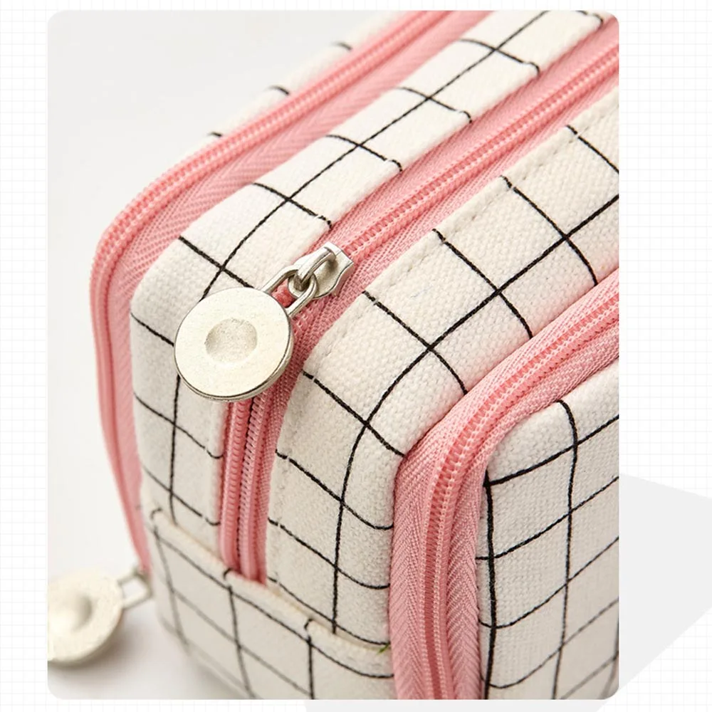 Big Capacity Pencil Pen Case Kawaii Stationery Zippee High Quality Japanese Style Soft Leather Pencil Case