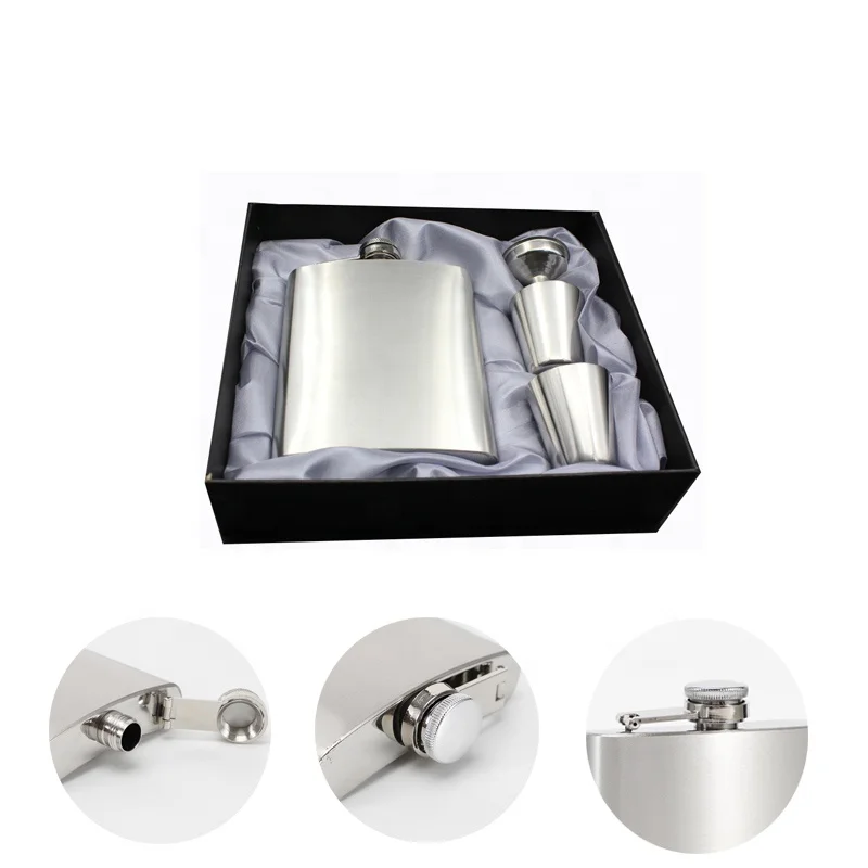 Hot Selling promotional gift 7oz Stainless Steel Hip Flasks Set with Funnel and cups
