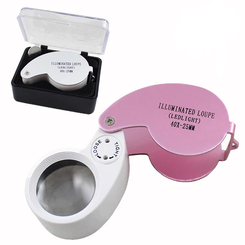 Wholesale Folding 40X Jewellers Loupe Optic Magnifier Glass With Light