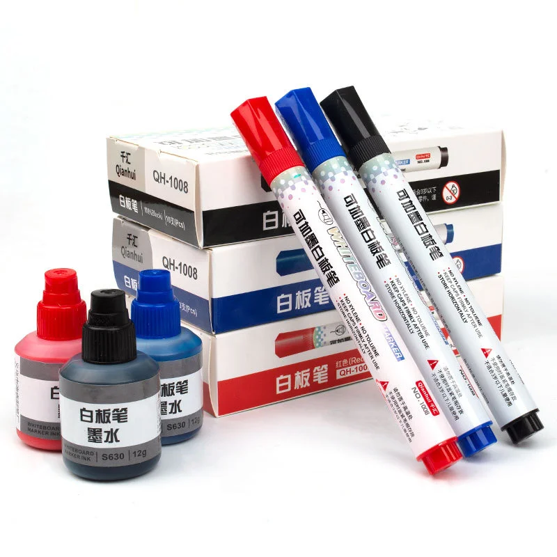 Customized Logo Office Whiteboard Marker Pen Colorful Non-Toxic Dry Erase Ink Refillable Refillable Marker for Promotions