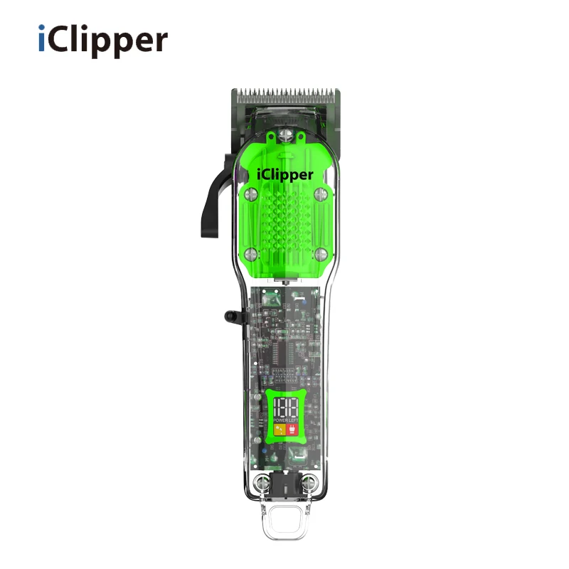 IClipper-Y11S Full Transparent Strong Power Professional Cordless Rechargeable Hair Cutter Kit Hair Trimmer for Barber Shop