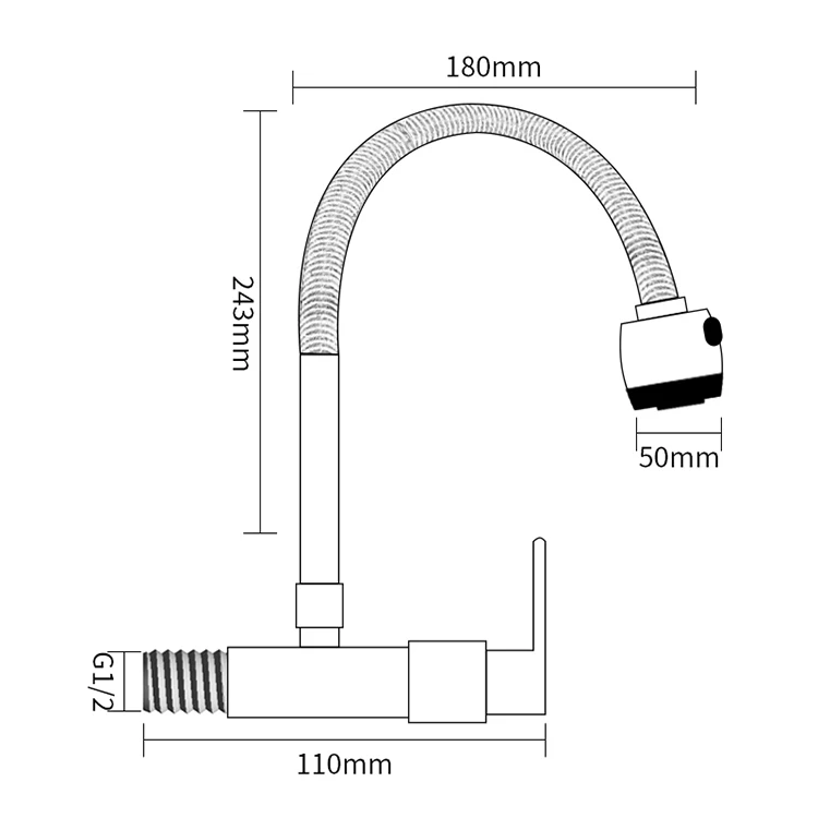 Hole Single Handle Cold Water Pull Out Faucet Wall Mounted Zinc Body Kitchen Faucet Newdwaterproof Kitchen Sink Tapfolding Brass