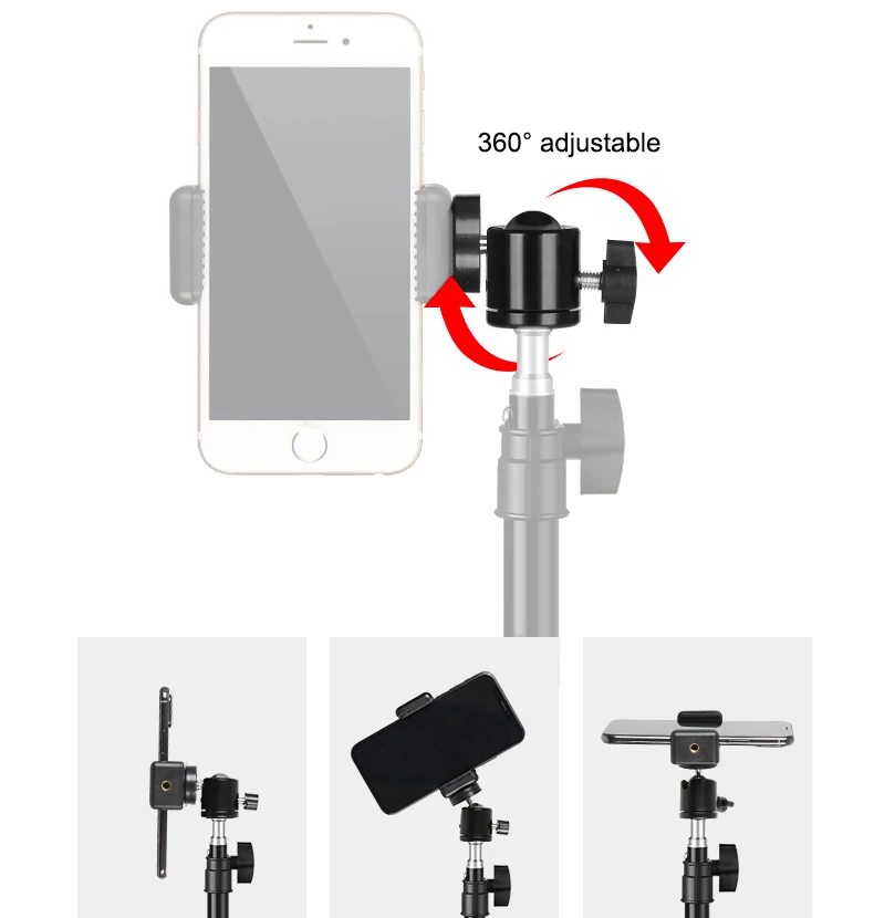 wholesale Camera Tripod Ball Head Yuntai Universal 1/4 Screw Hot Shoe Photographic Equipment Accessories Ring light head