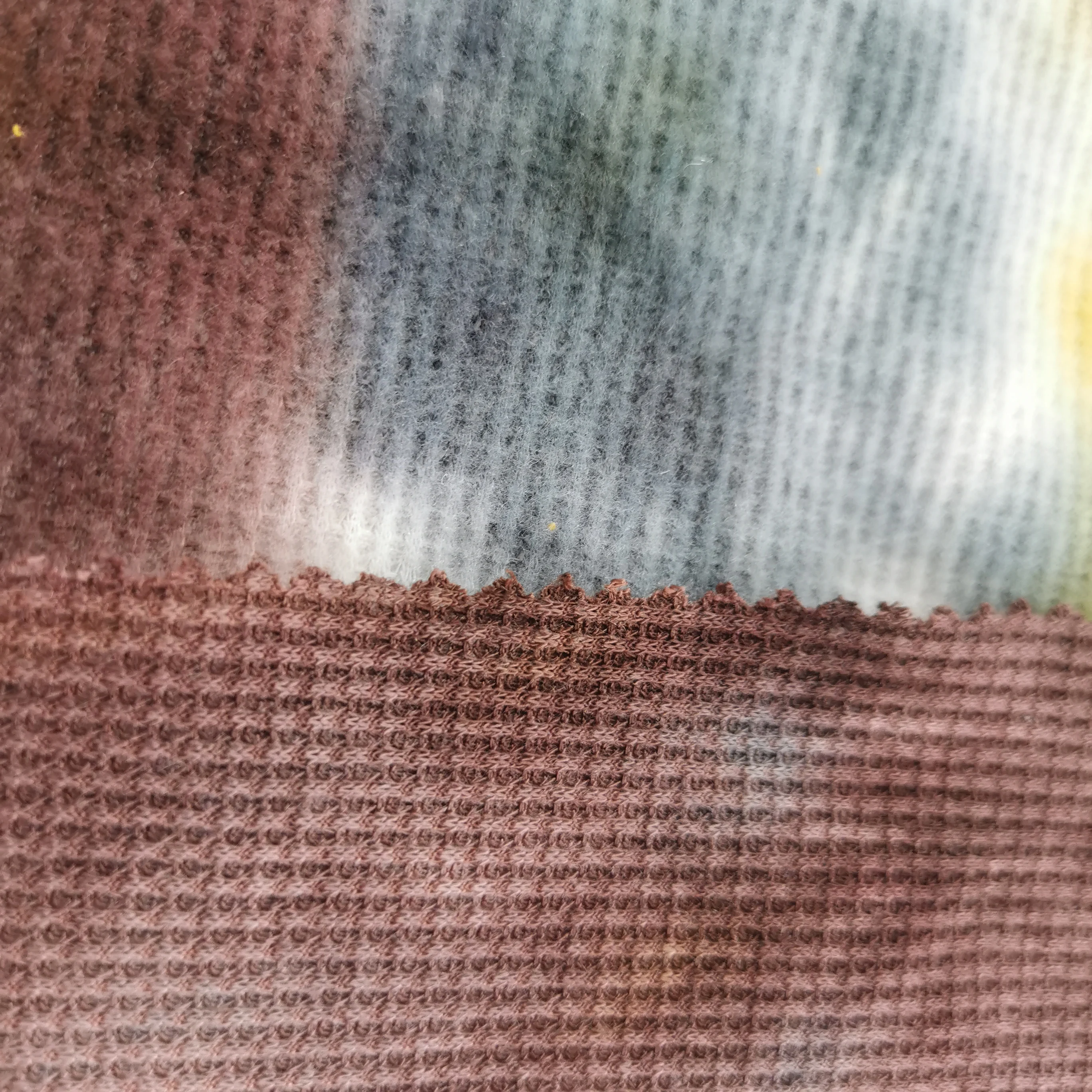 small waffle fabric tie dye 95%polyester 5%spandex hacci knitted fabric