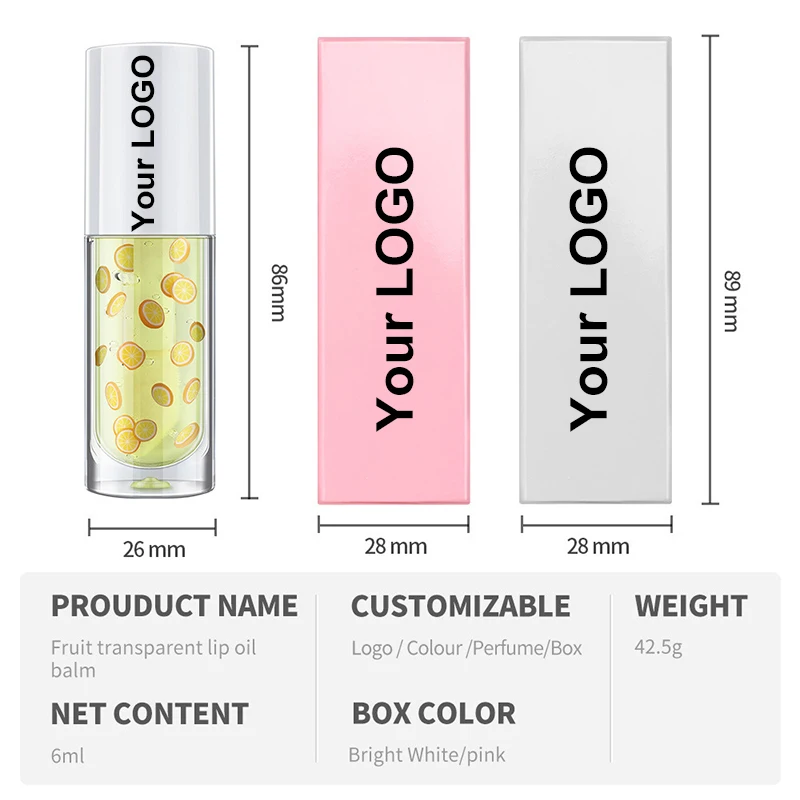 Custom Logo Low MOQ Vegan Natural Fruit Flavor Lip Gloss Fruit Lip Oil 16 Color lip makeup clear