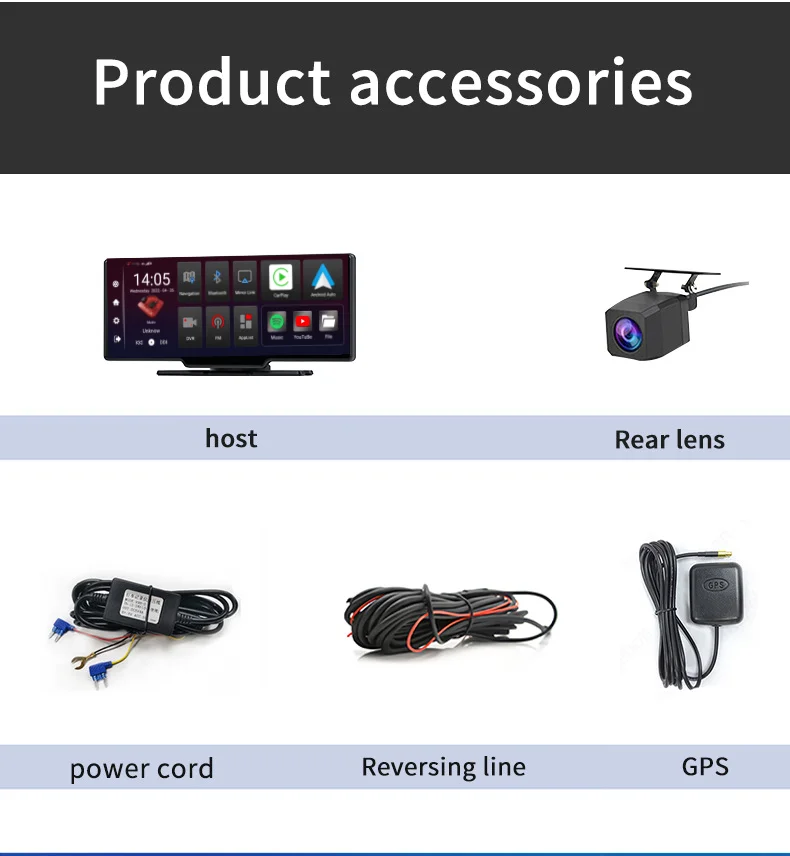 10.26inch 8 Core Android13.0 Dash Cam  Carplay&Android Auto WiFi Bluetooth Car DVR ADAS GPS 24h Park Monitor Rearview Mirror Cam